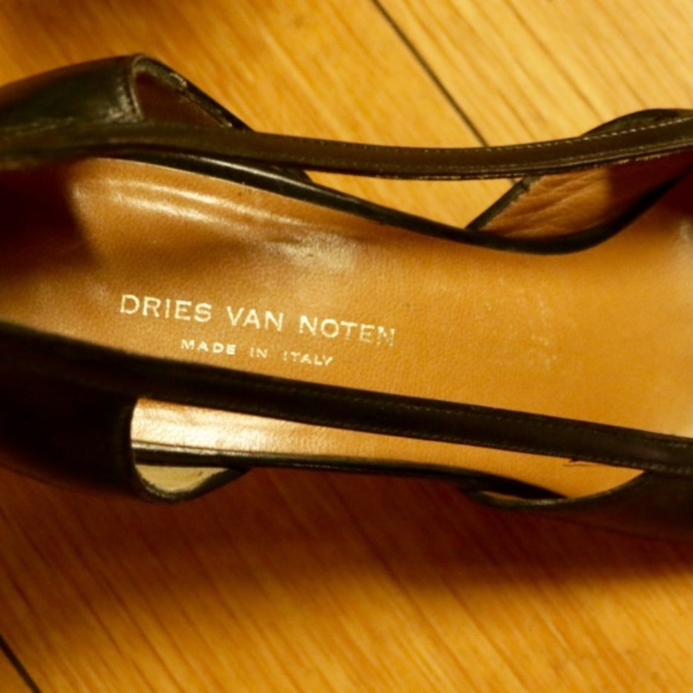 Dries Van Noten black leather heels